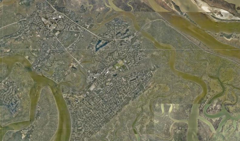 Design element only, satellite image of chatham county showing some river systems
