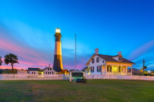 Tybee lighthouse at dusk